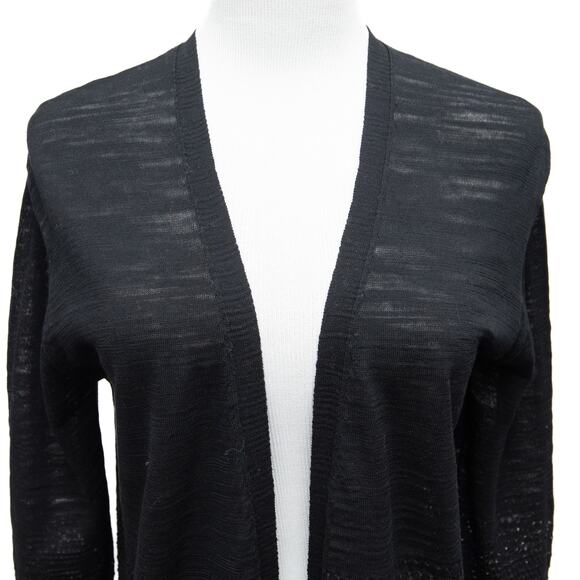 Revolve One Grey Day Black Lightweight Spring Open Front Cardigan Size Medium - Picture 5 of 11